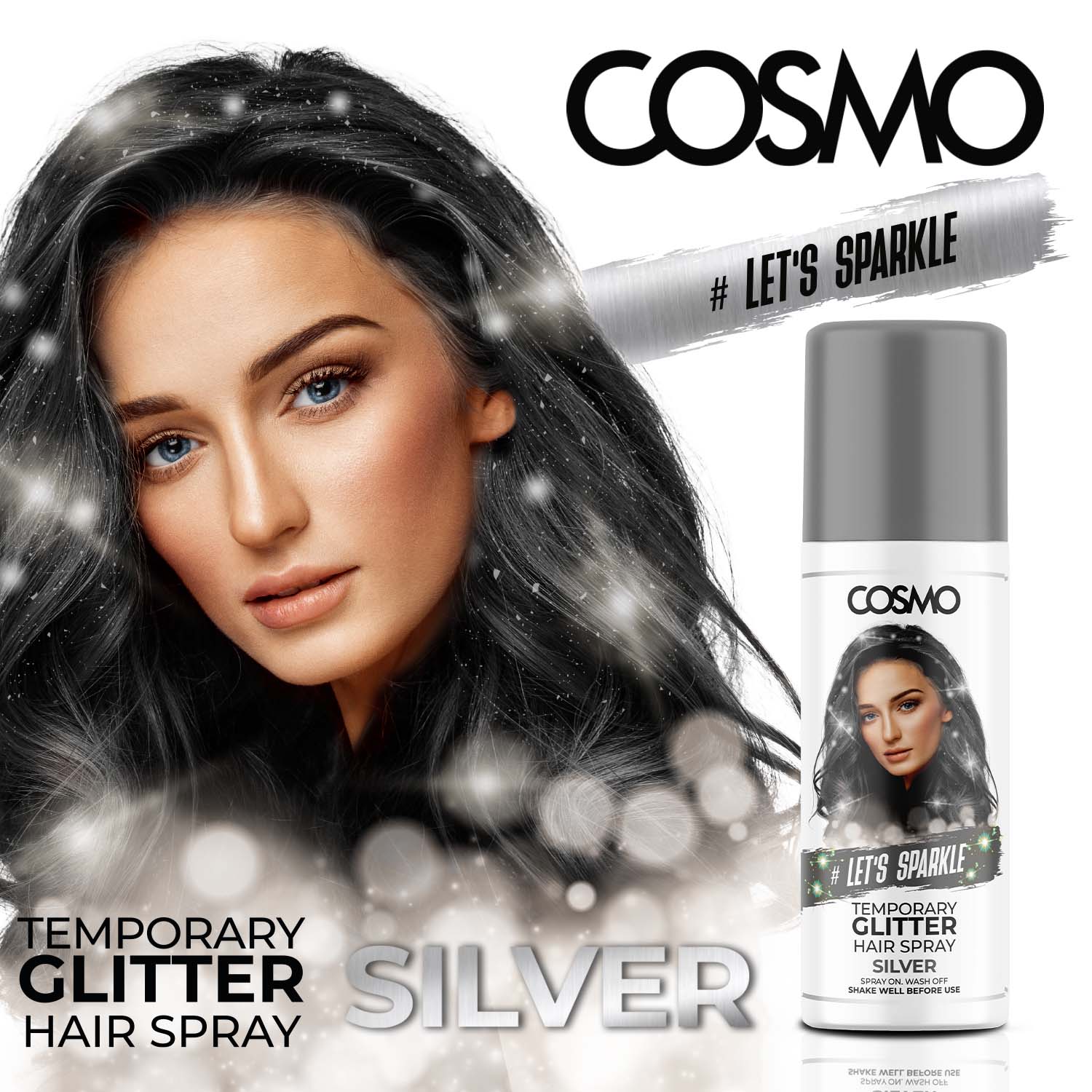 Temperory Glitter Hair Spray Silver